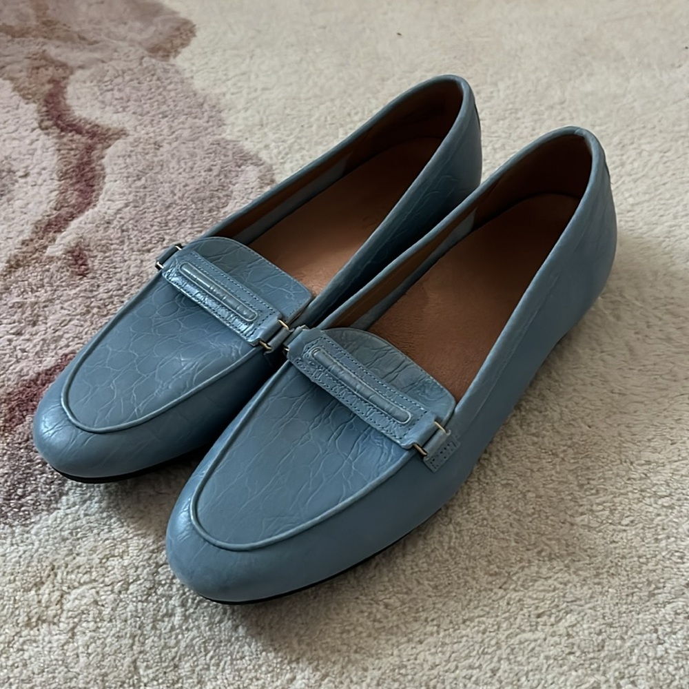 Vionic Newport Leather Loafers in Vintage Blue Haze